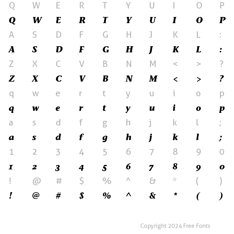 Character Map of Stone Inf OS ITC TT BoldItalic