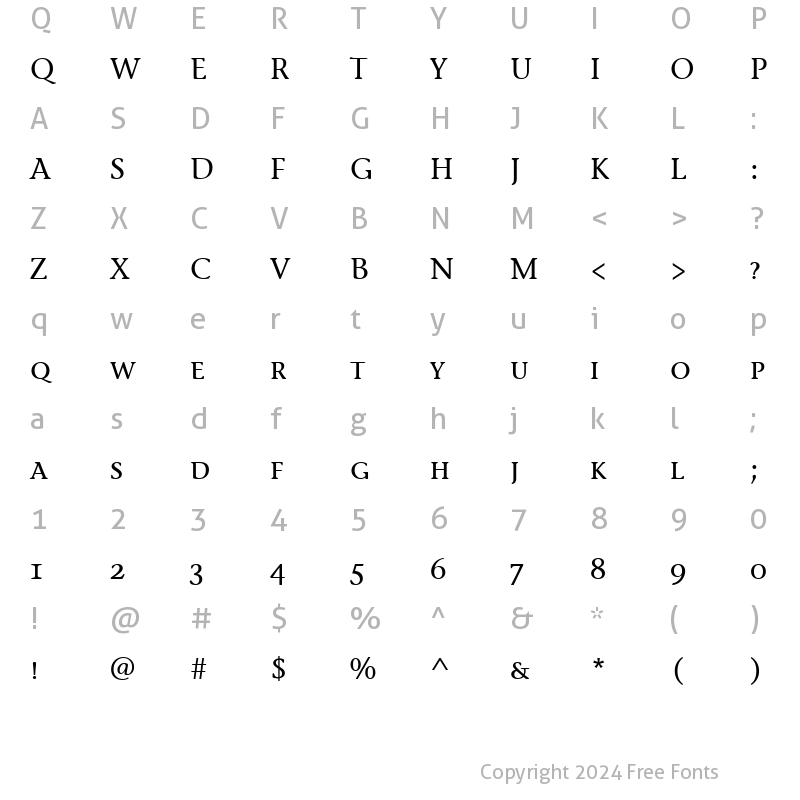 Character Map of Stone Inf SC ITC TT Medium