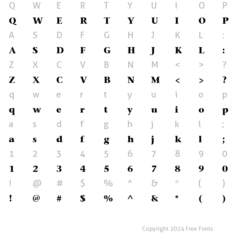 Character Map of Stone Serif ITC Medium Bold