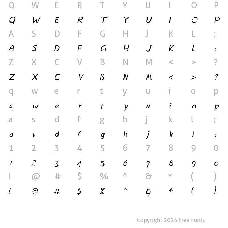 Character Map of Stonehenge Italic