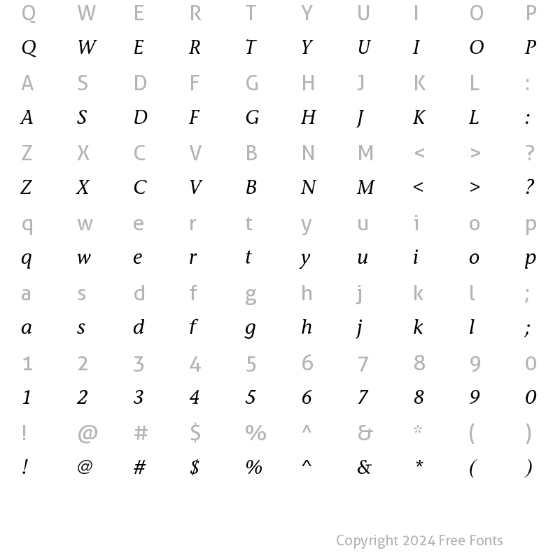 Character Map of StoneInforEF Medium Italic