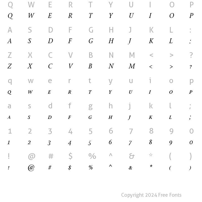 Character Map of StonePrintSmallCaps Italic