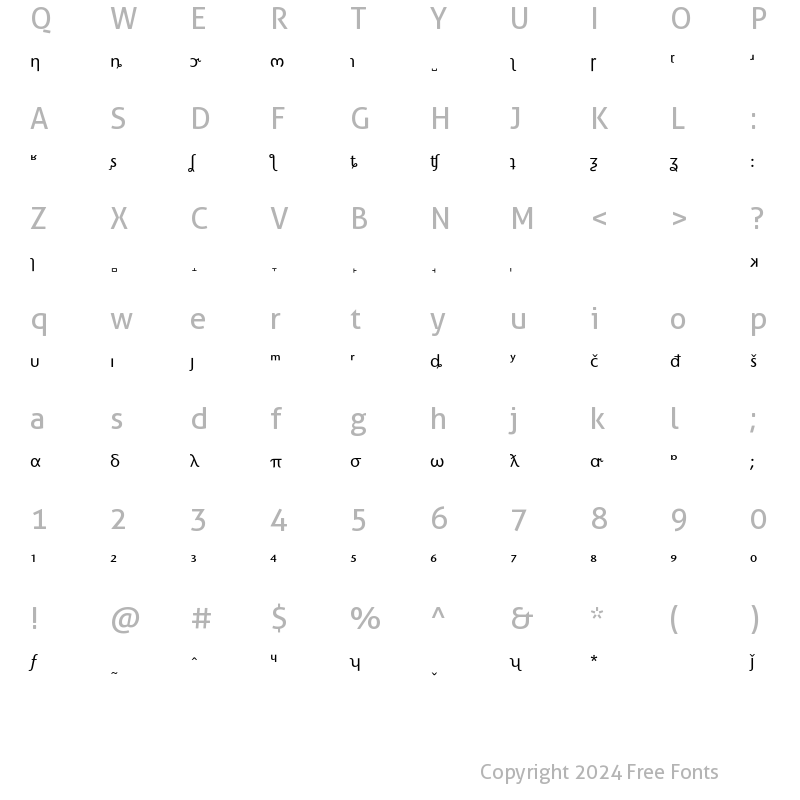 Character Map of StoneSansPhonEF MedPlus Regular