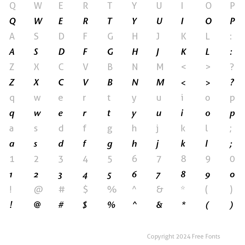 Character Map of StoneSansSemOSITC SemiIta Regular