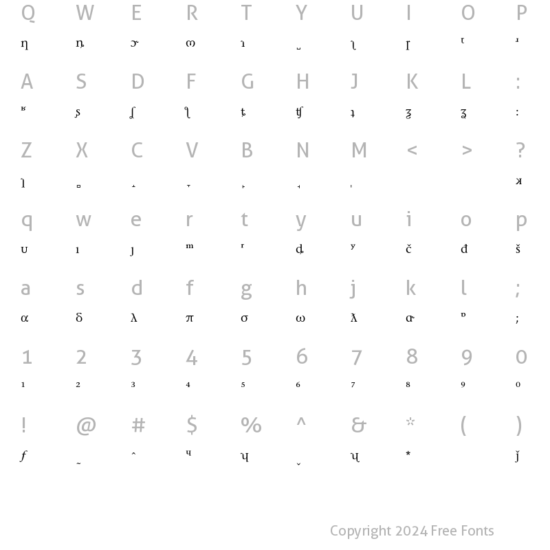 Character Map of StoneSerifPhonEF MedPlus Regular