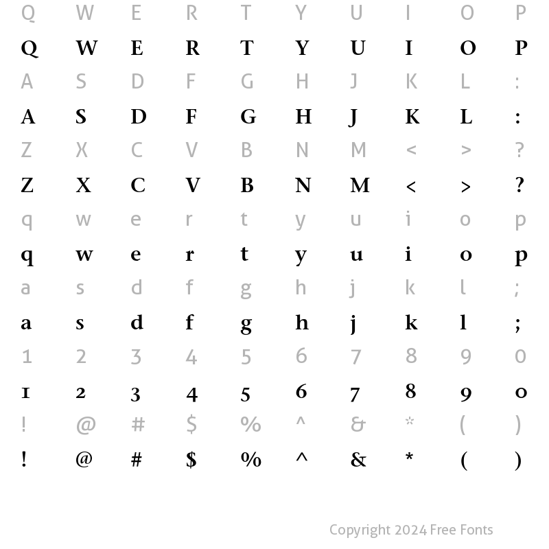 Character Map of StoneSerifSemOSITC Semi Regular