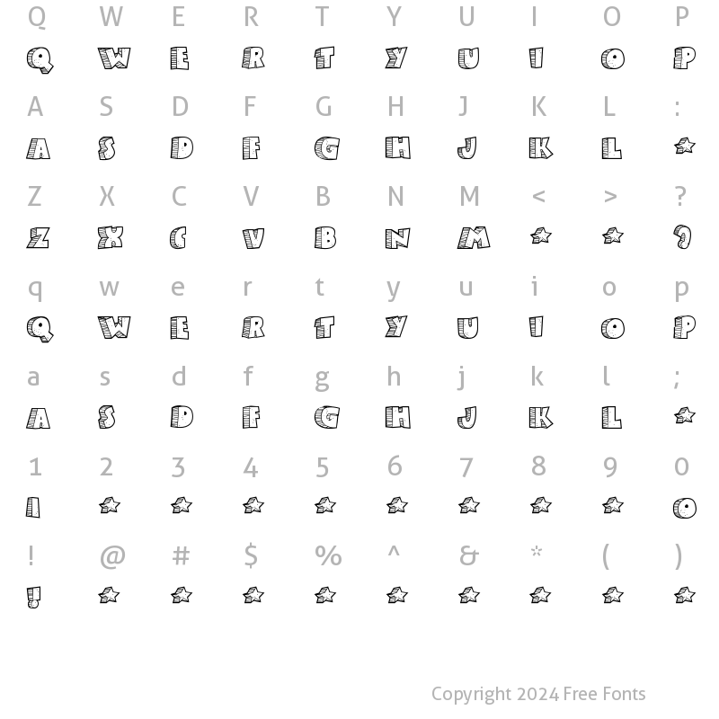 Character Map of Stoney Billy Regular