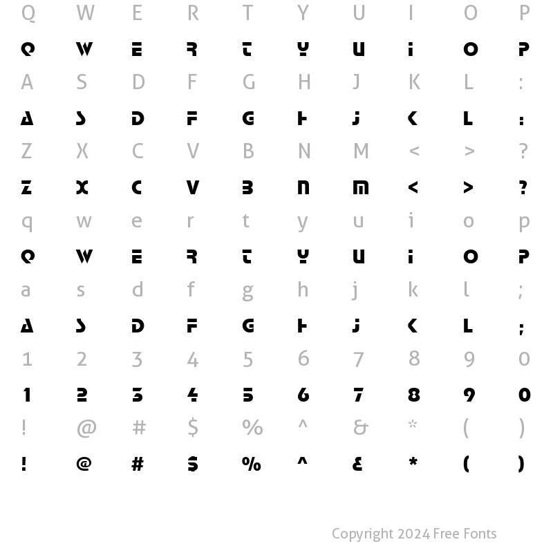 Character Map of Stop Becker Regular