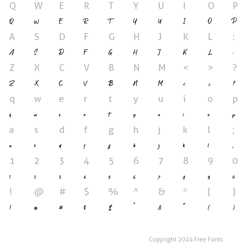 Character Map of Storelights regular