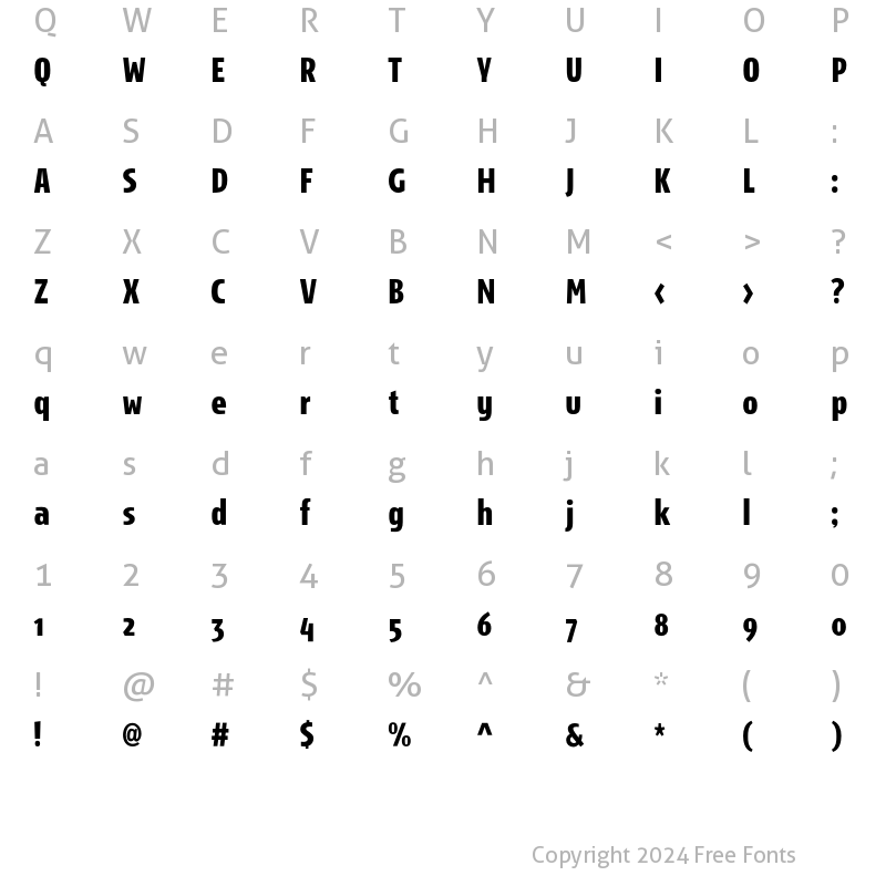 Character Map of Storm Sans Std Bold Cond