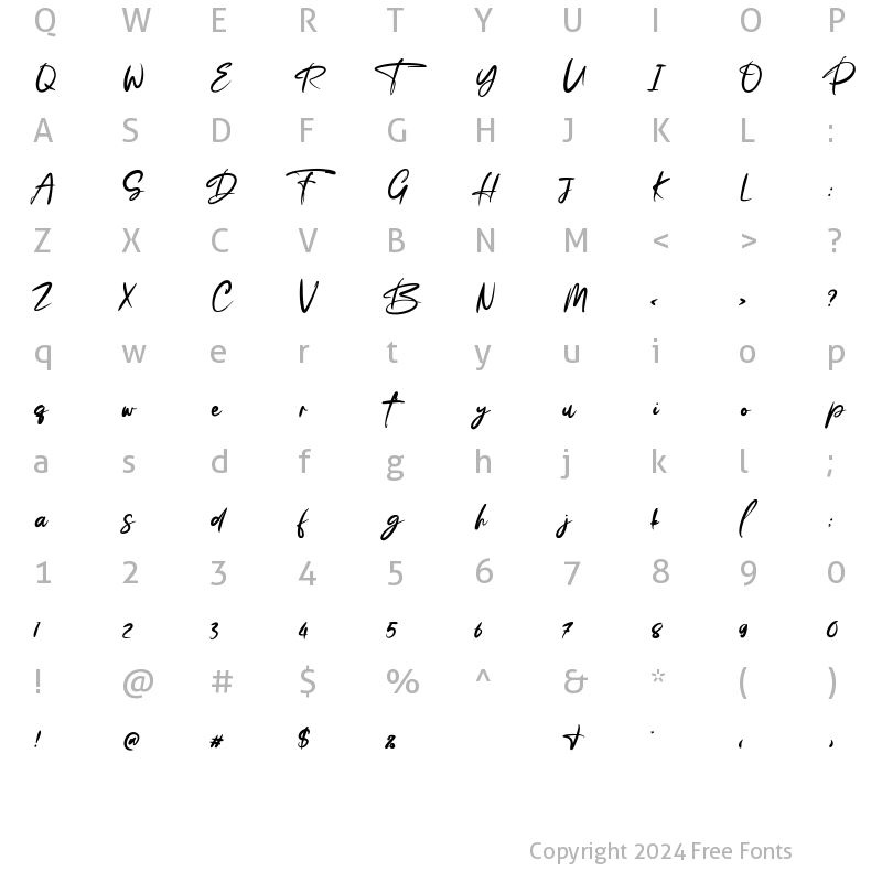 Character Map of Story Fresh BrushBold Regular