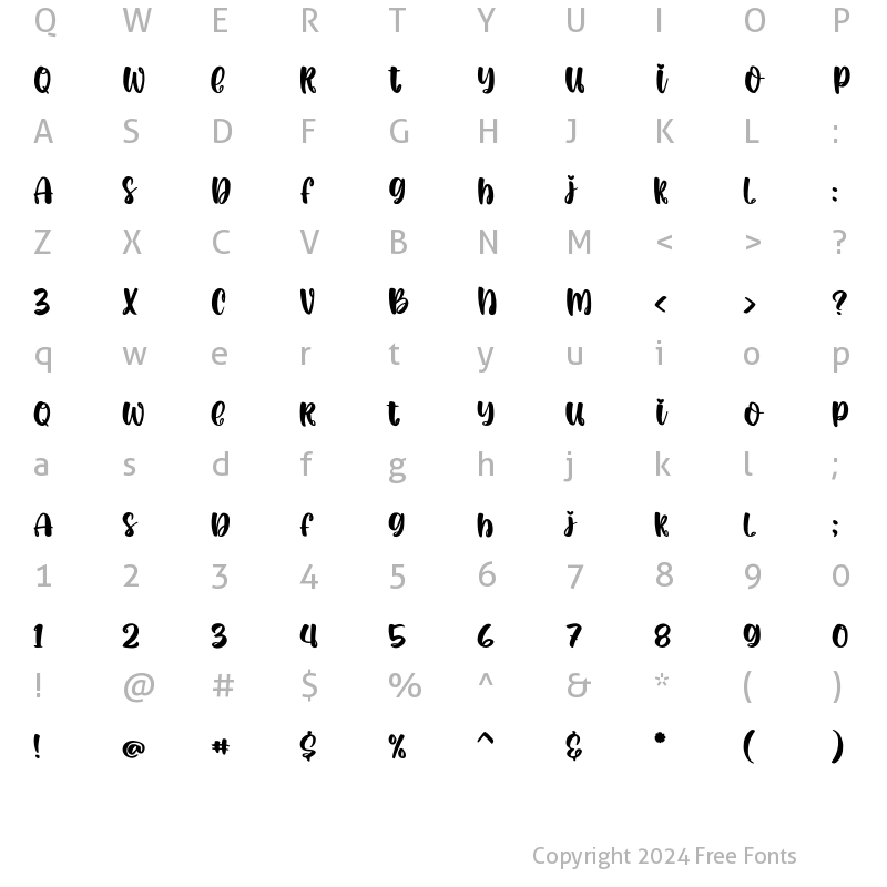 Character Map of Strabela Moista Regular