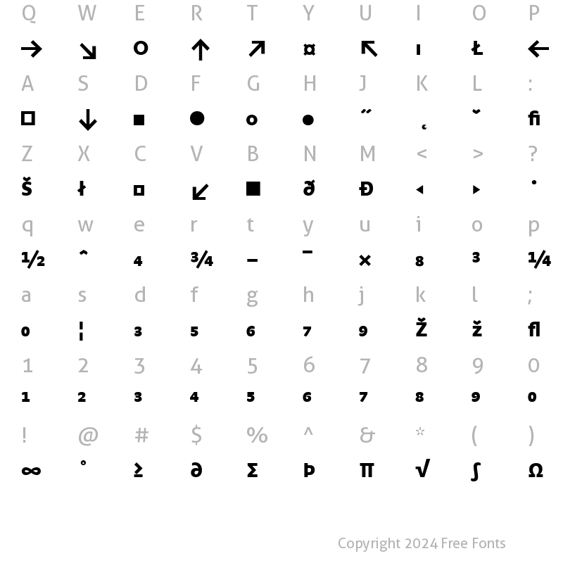 Character Map of StradaExp-Black Regular