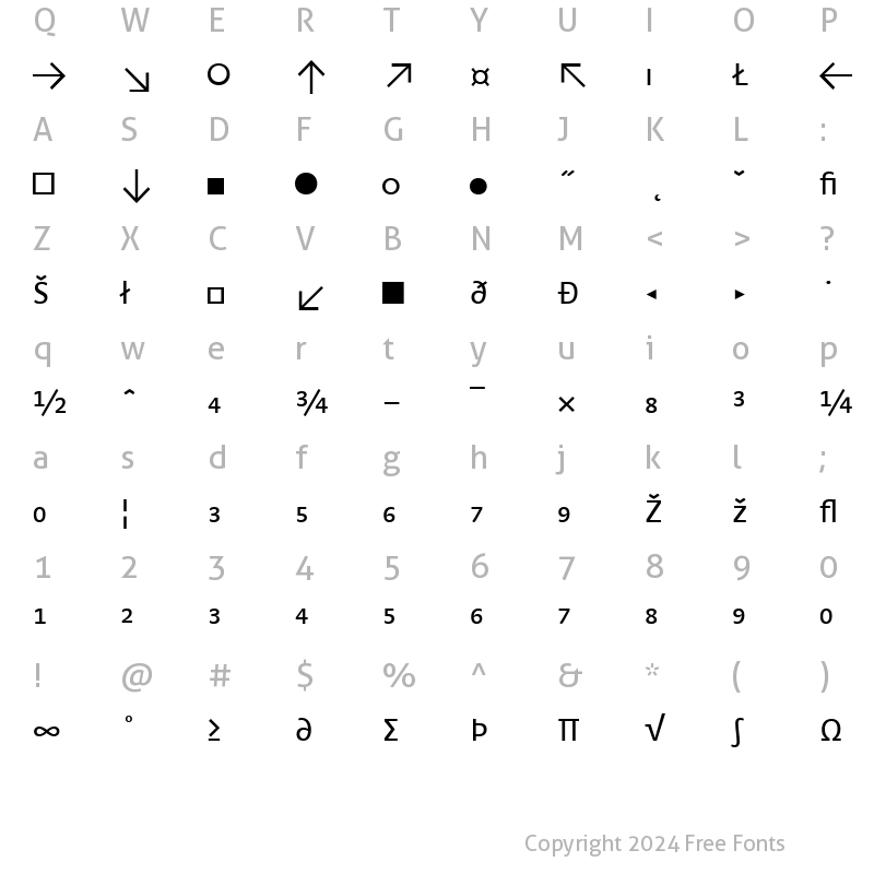 Character Map of StradaExp-Regular Regular