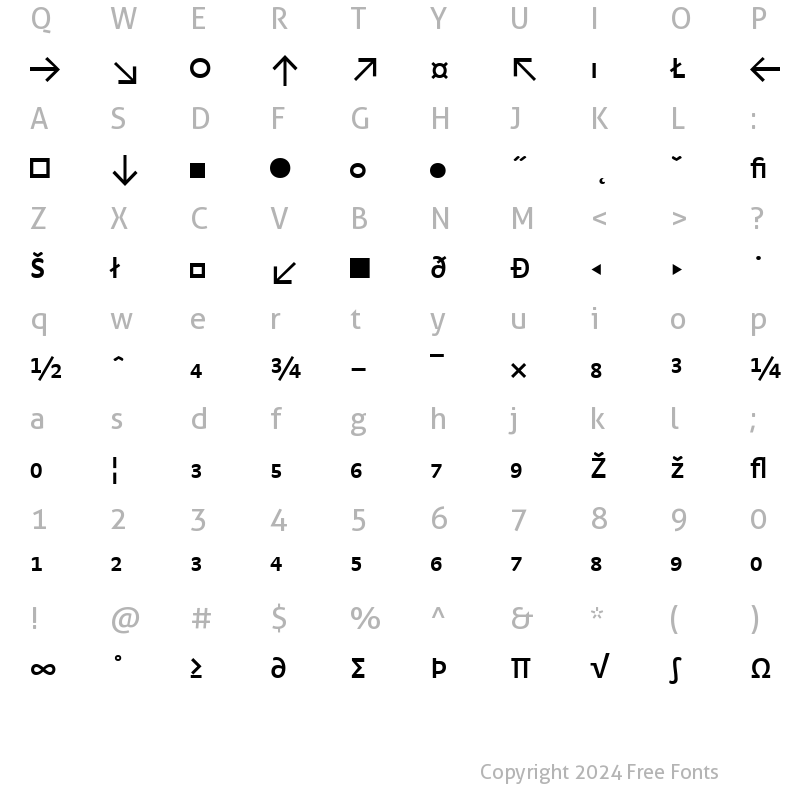 Character Map of StradaExp-SemiBold Regular