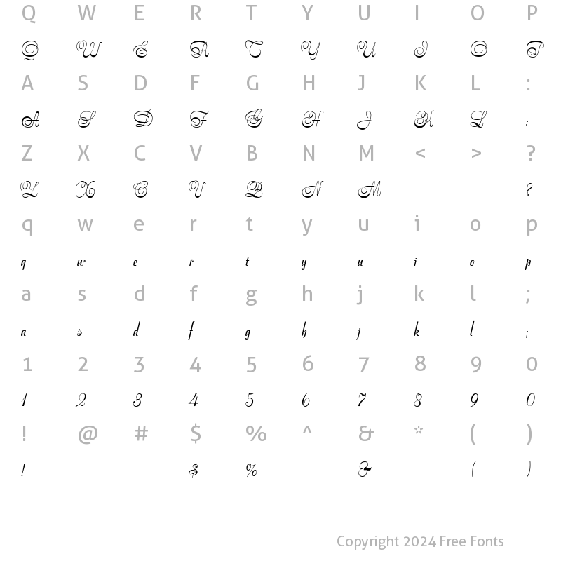 Character Map of Stradivari script Regular