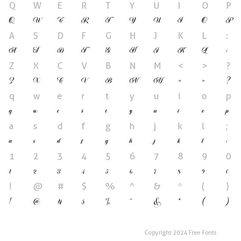 Character Map of Straight Script Regular