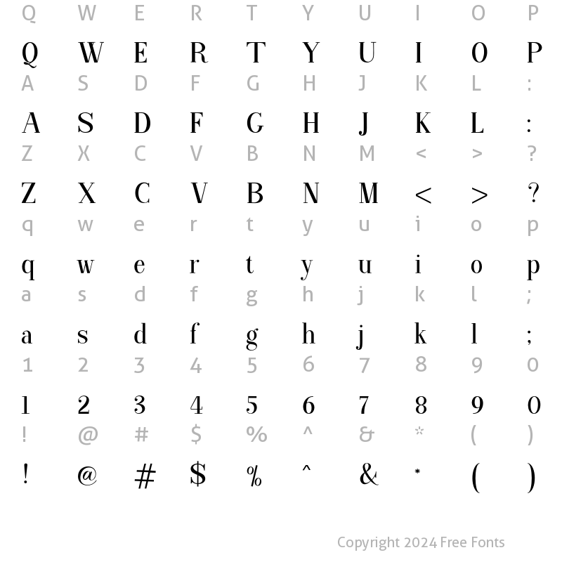 Character Map of Straight Serif Regular