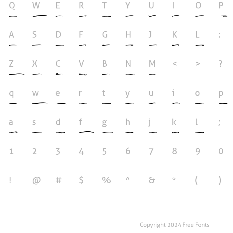 Character Map of Straightfast swash Regular