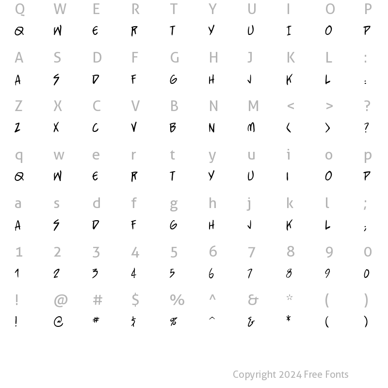 Character Map of StraightJacket BB Regular