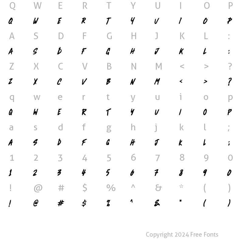 Character Map of Stranger Stronger Regular