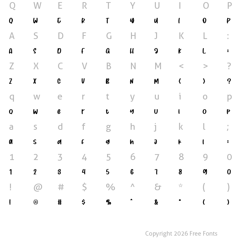 Character Map of Strawberry Bubblegum Regular