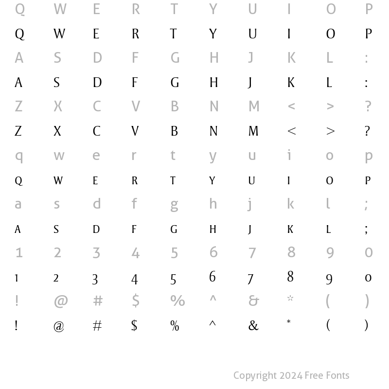 Character Map of Strayhorn MT SC Light Regular