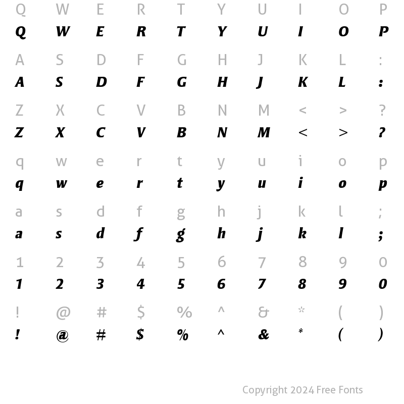 Character Map of StrayhornMT-ExtraBold Extra BoldItalic