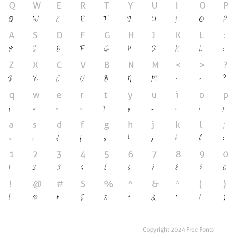 Character Map of Streak Scratches Regular