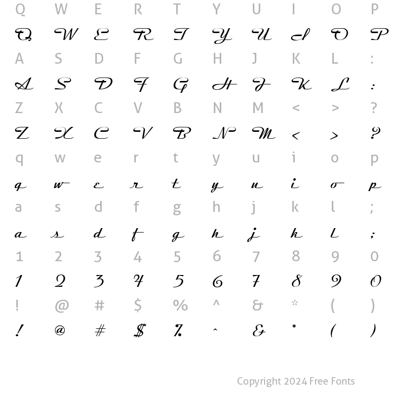 Character Map of Streamline Light