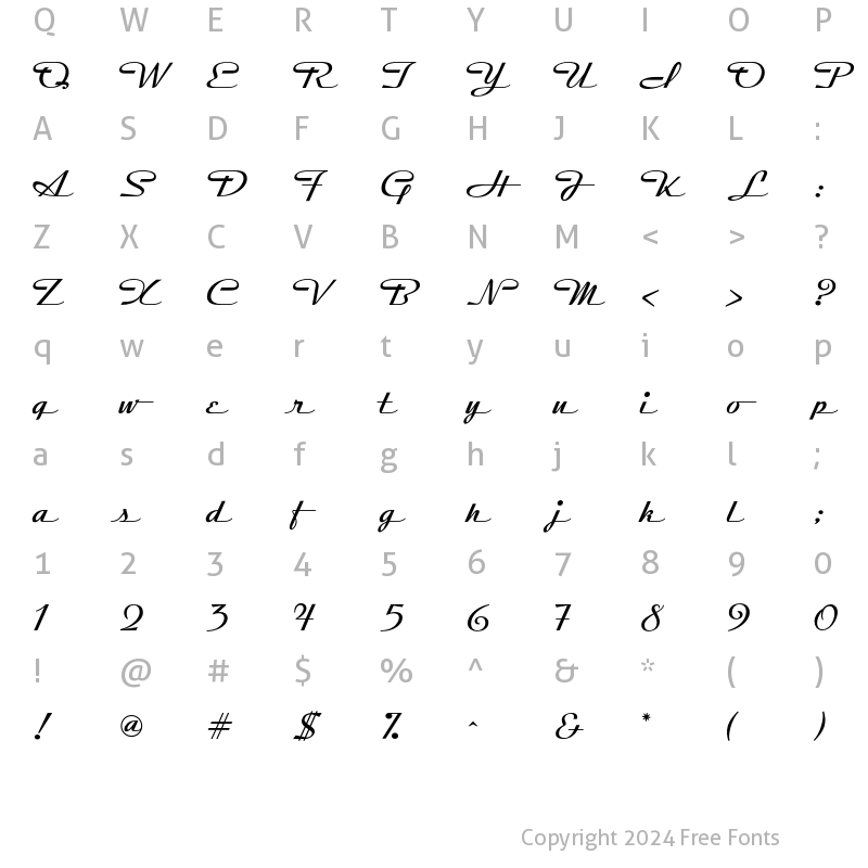 Character Map of Streamline Light Regular