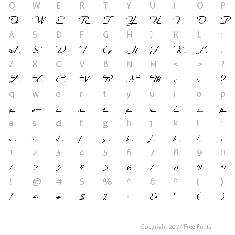 Character Map of Streamline LightExtended