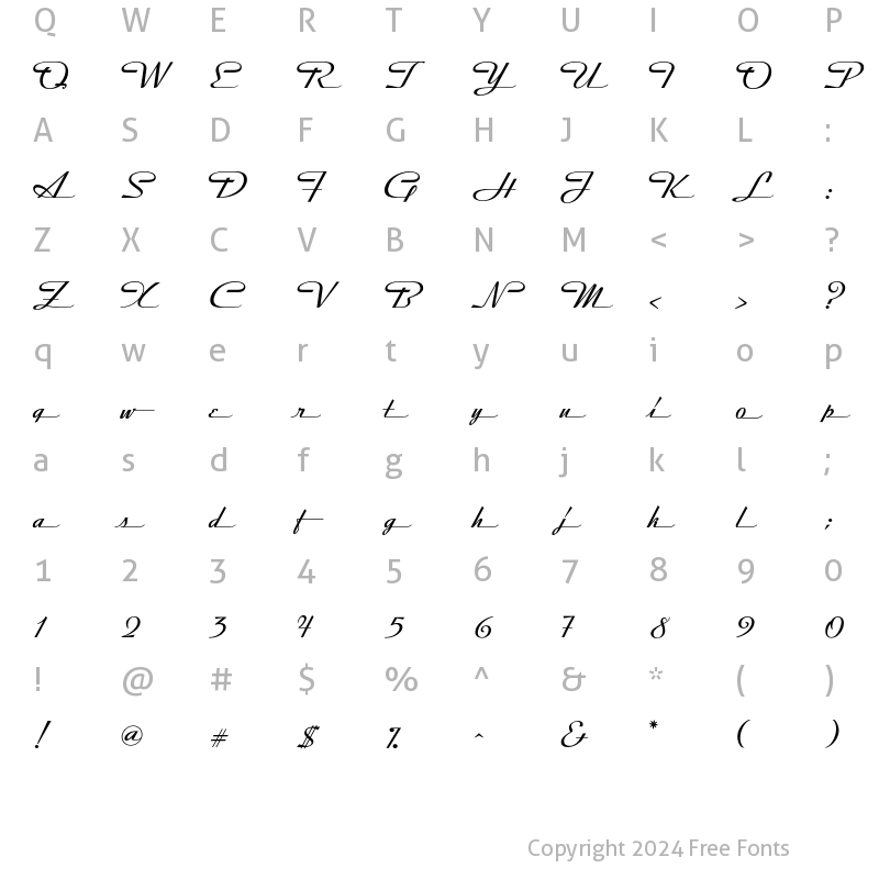 Character Map of Streamline LightExtended Regular