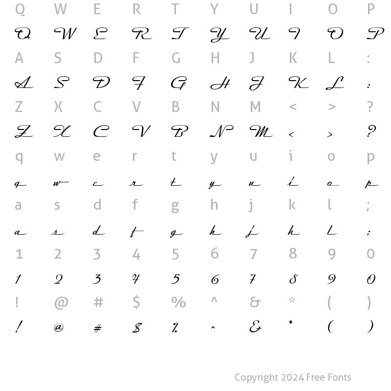 Character Map of Streamline Regular