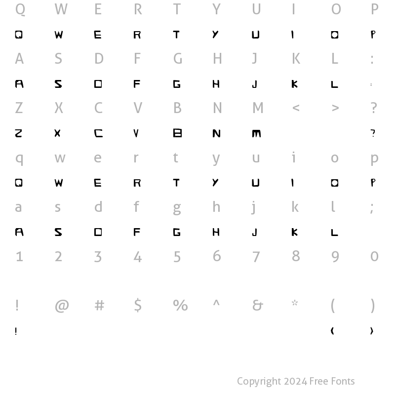 Character Map of Streetlight Regular