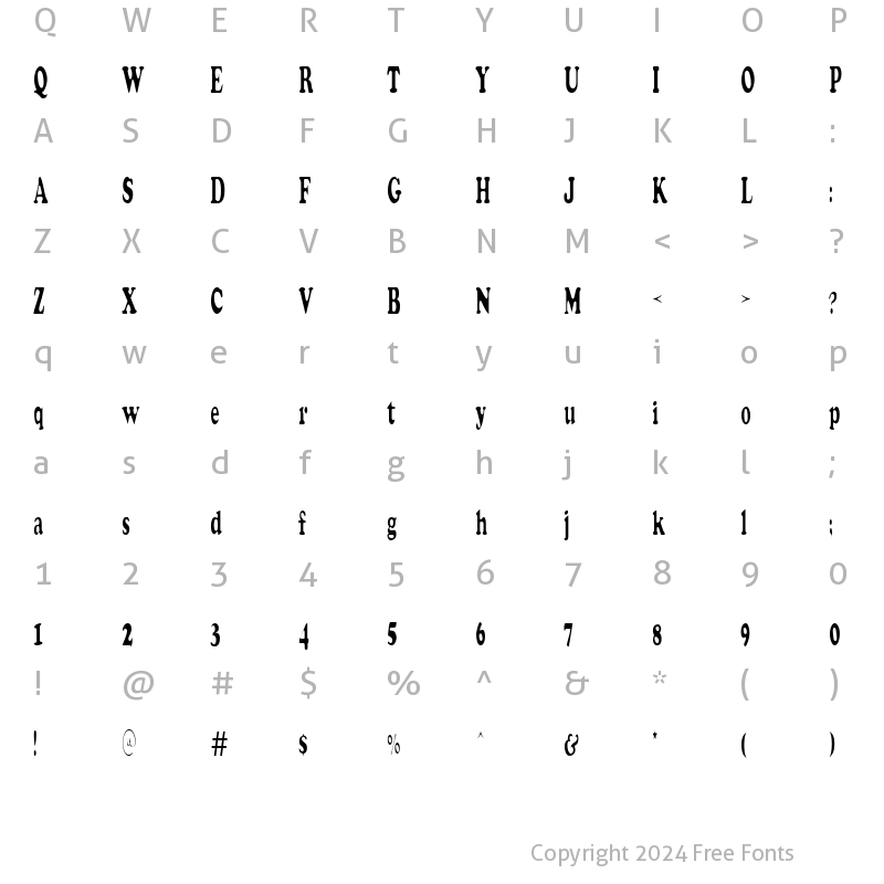 Character Map of Stretch Plain