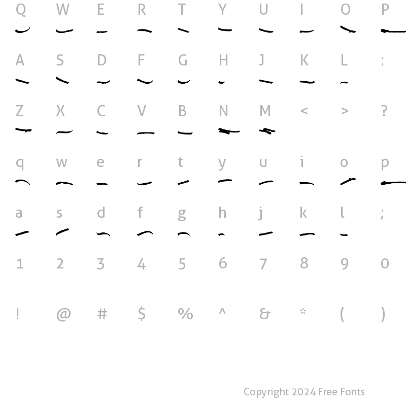 Character Map of STRIKEOUT SWASH Regular