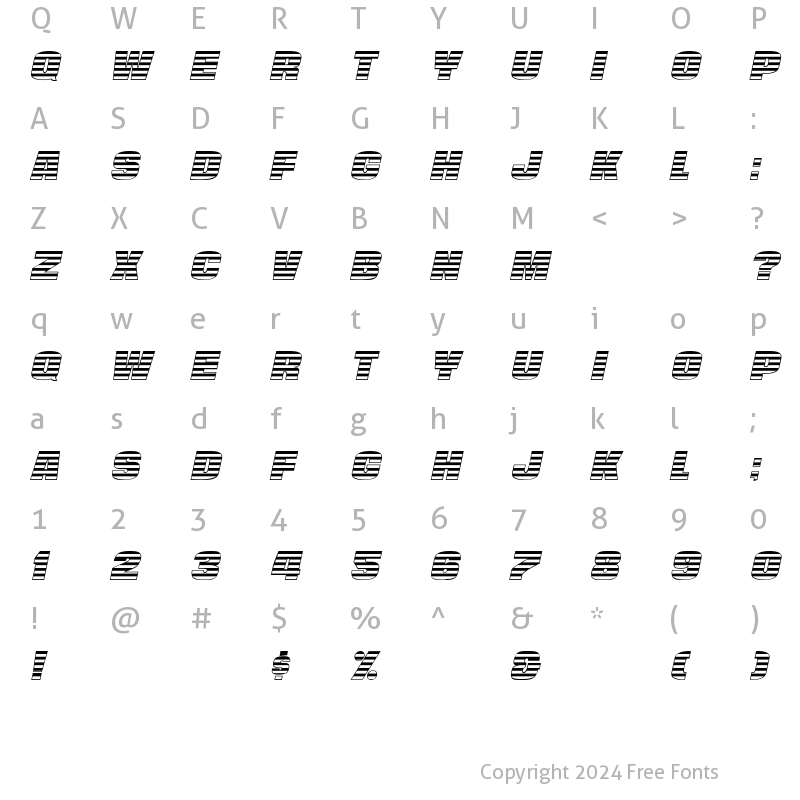 Character Map of StriperCaps Italic