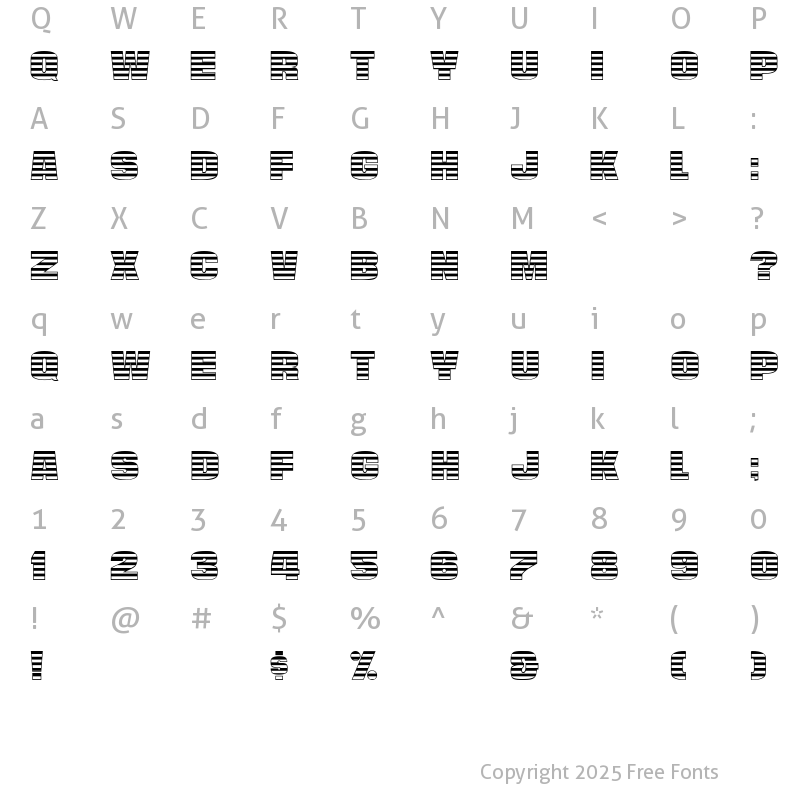 Character Map of StriperCaps Regular