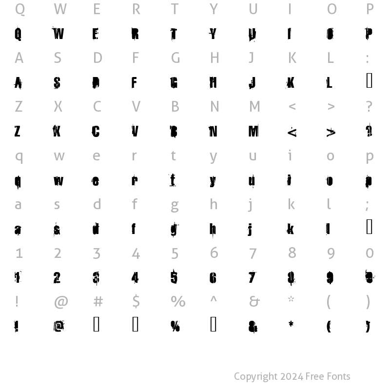 Character Map of StrokeyBacon Regular