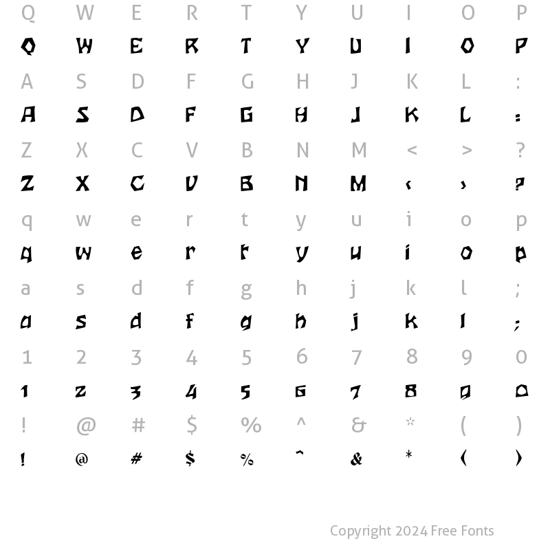 Character Map of Stromboli Regular