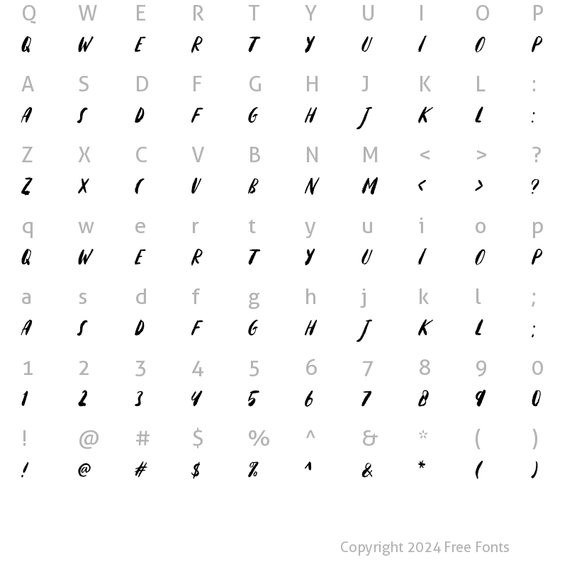 Character Map of Strong Heart Caps Regular