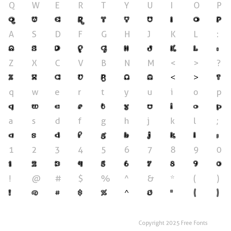 Character Map of Strumpf Contour Regular