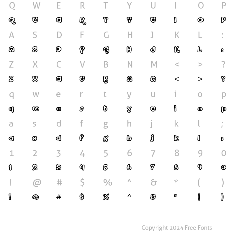 Character Map of Strumpf Open Regular