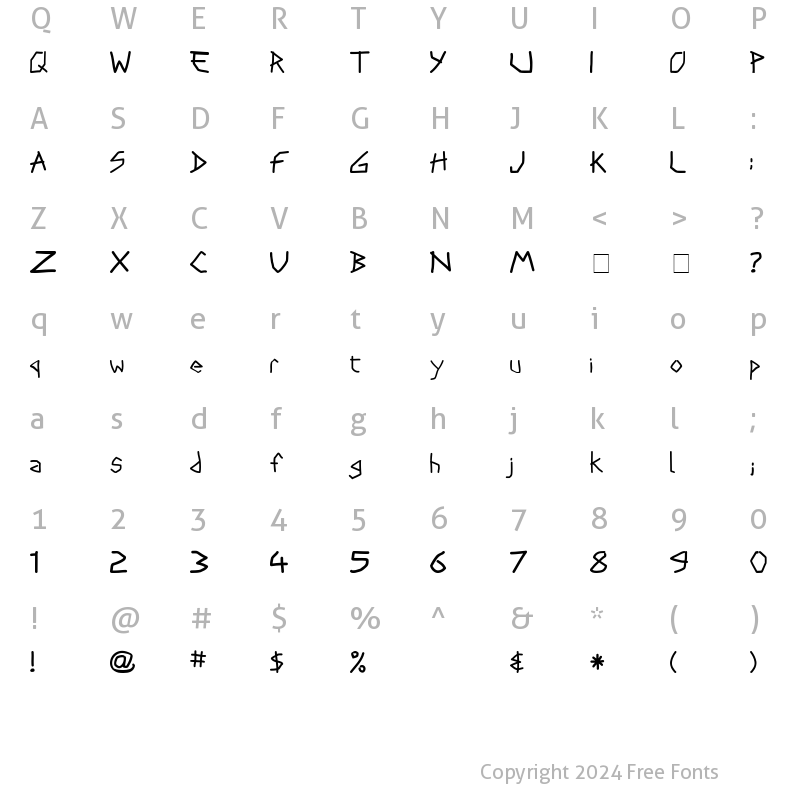 Character Map of Stryx Regular