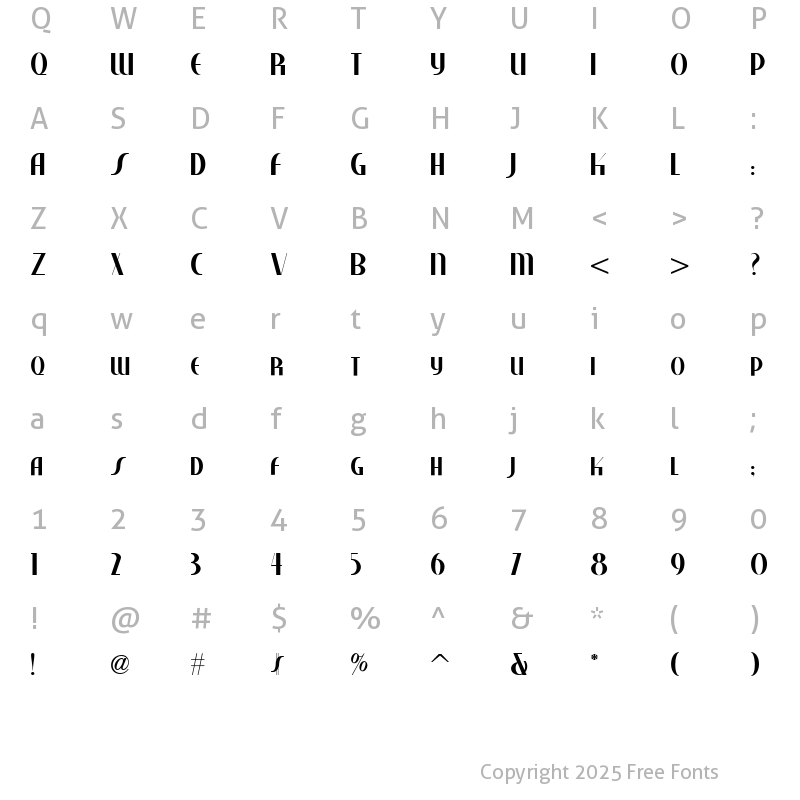 Character Map of Studebaker NF Regular