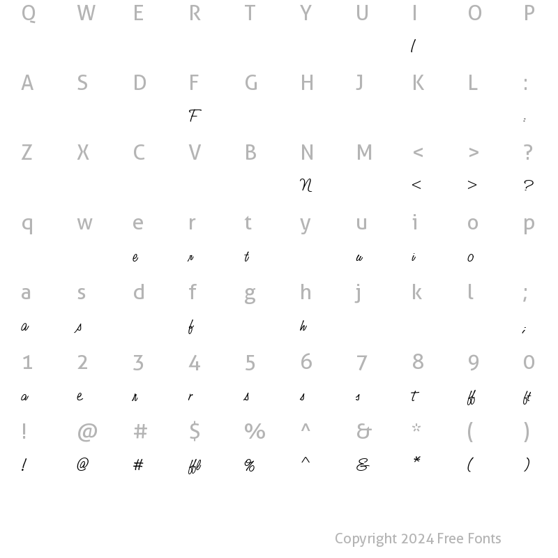 Character Map of Studio Script Alternative No2 ITC Regular