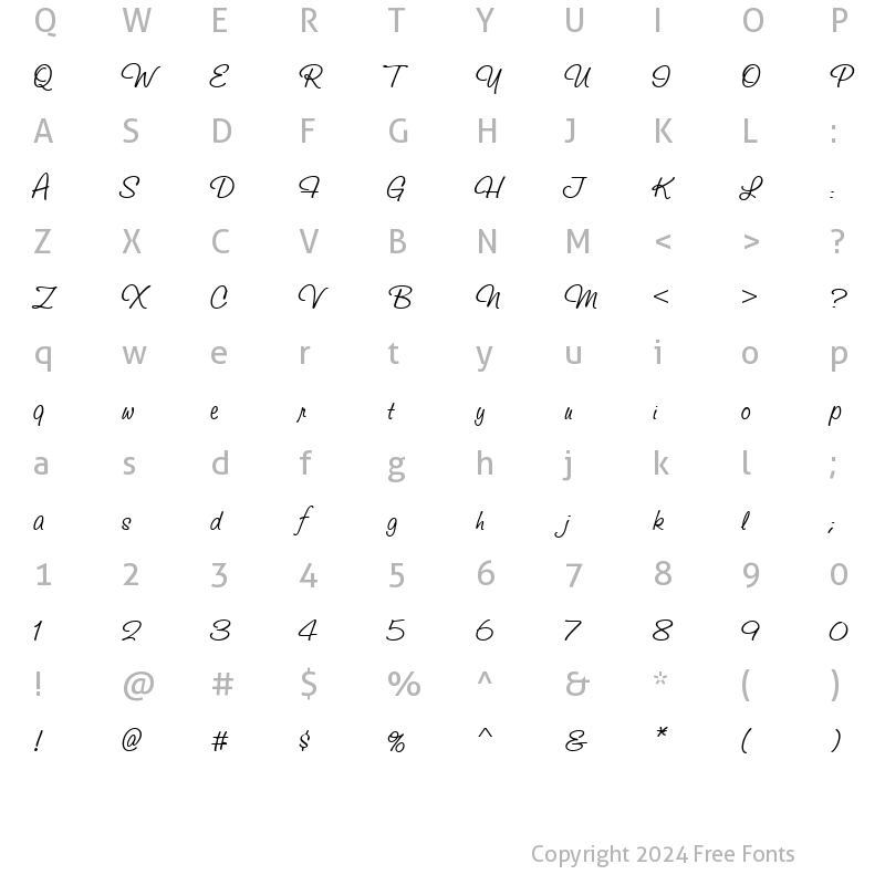 Character Map of Studio Script ICG Regular