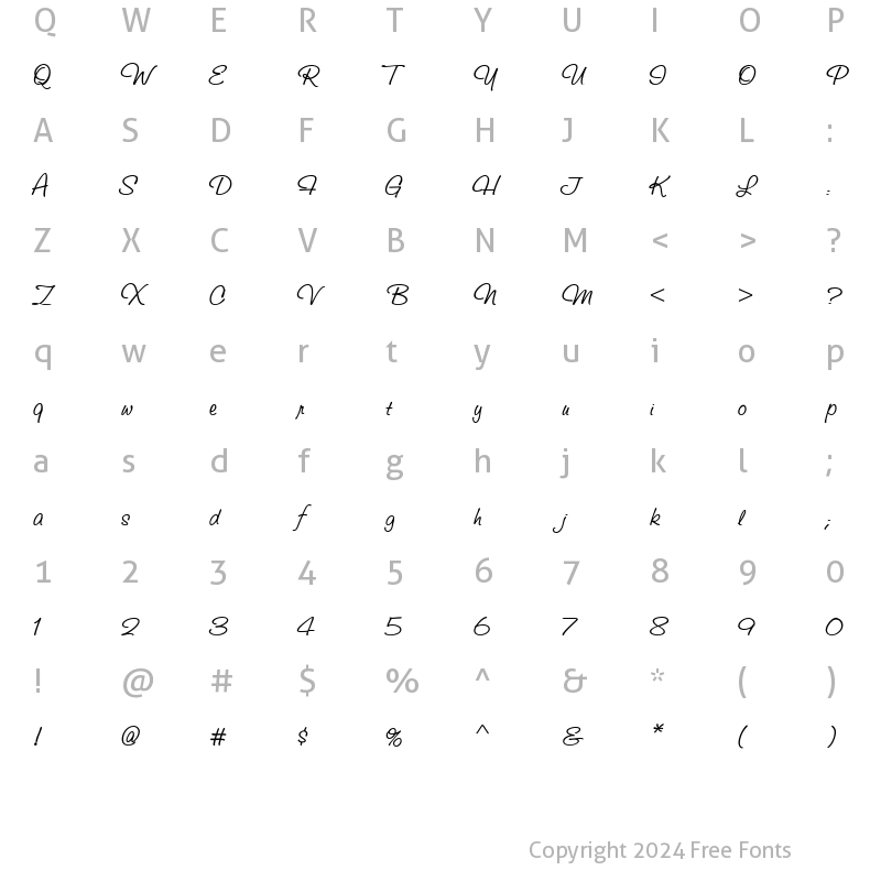 Character Map of Studio Script ITC Regular