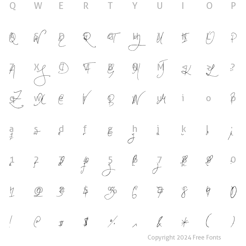 Character Map of Studiohand Script